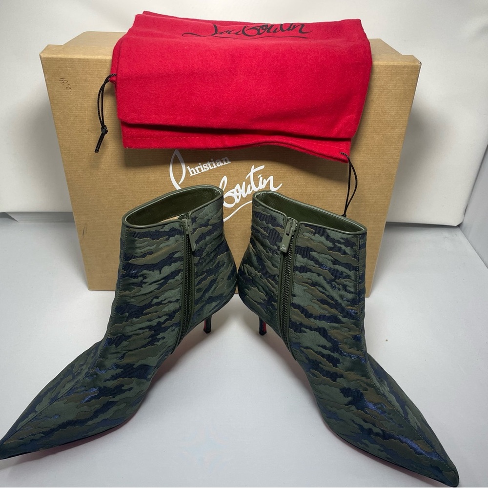 Christian Louboutin Green Camouflage Ankle Boots